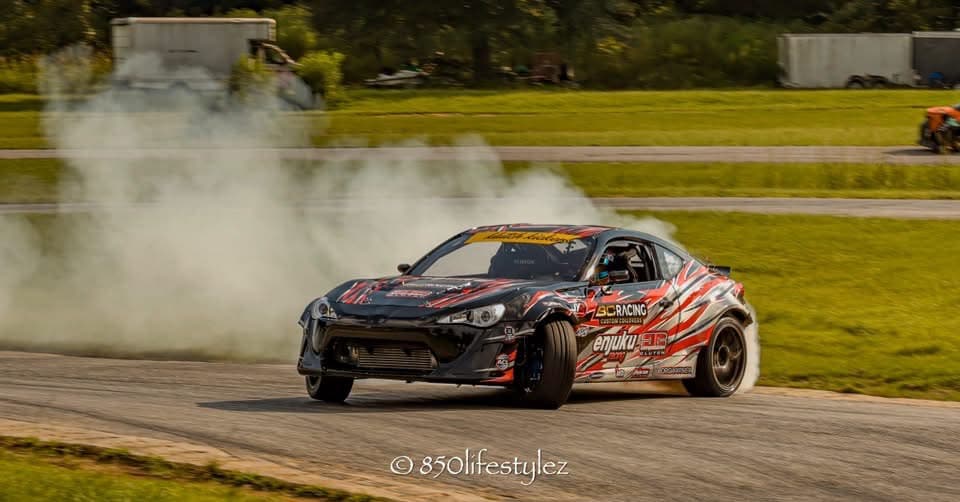 Drift car at speed during Klutch Kickers Round One